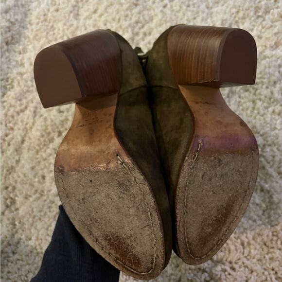 Rag & Bone Mineral Green Suede Leather Bottom Newbury Heeled Booties 36.5 - Picture 7 of 9